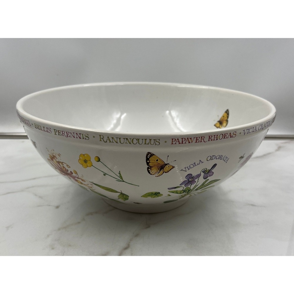 Vtg Marjolein Bastin Wildflower Meadow 12" Serving Mixing Bowl Botanical Spring